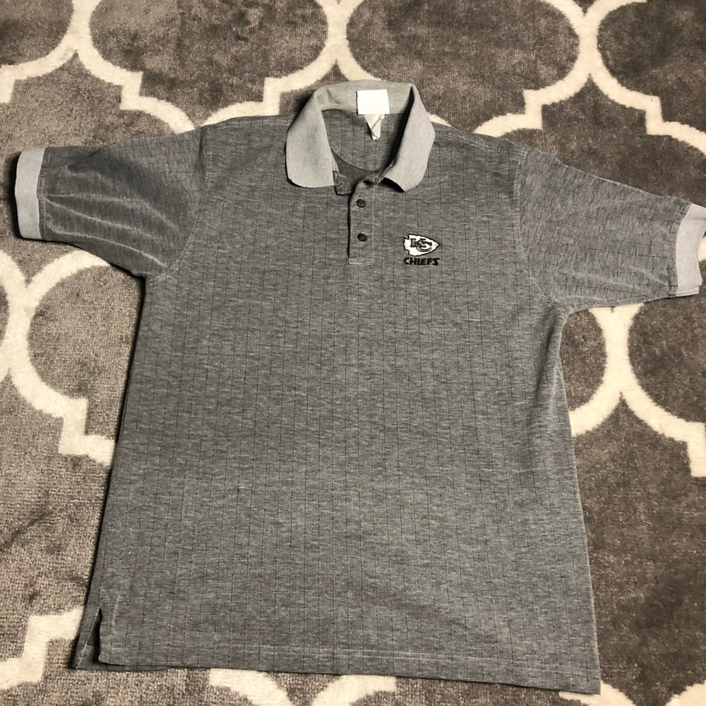 NFL Polo Shirt Mens XL Kansas City Chiefs Logo Embroidered Shirt Gray